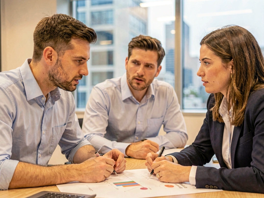 Equipo de analistas en sesión de estrategia